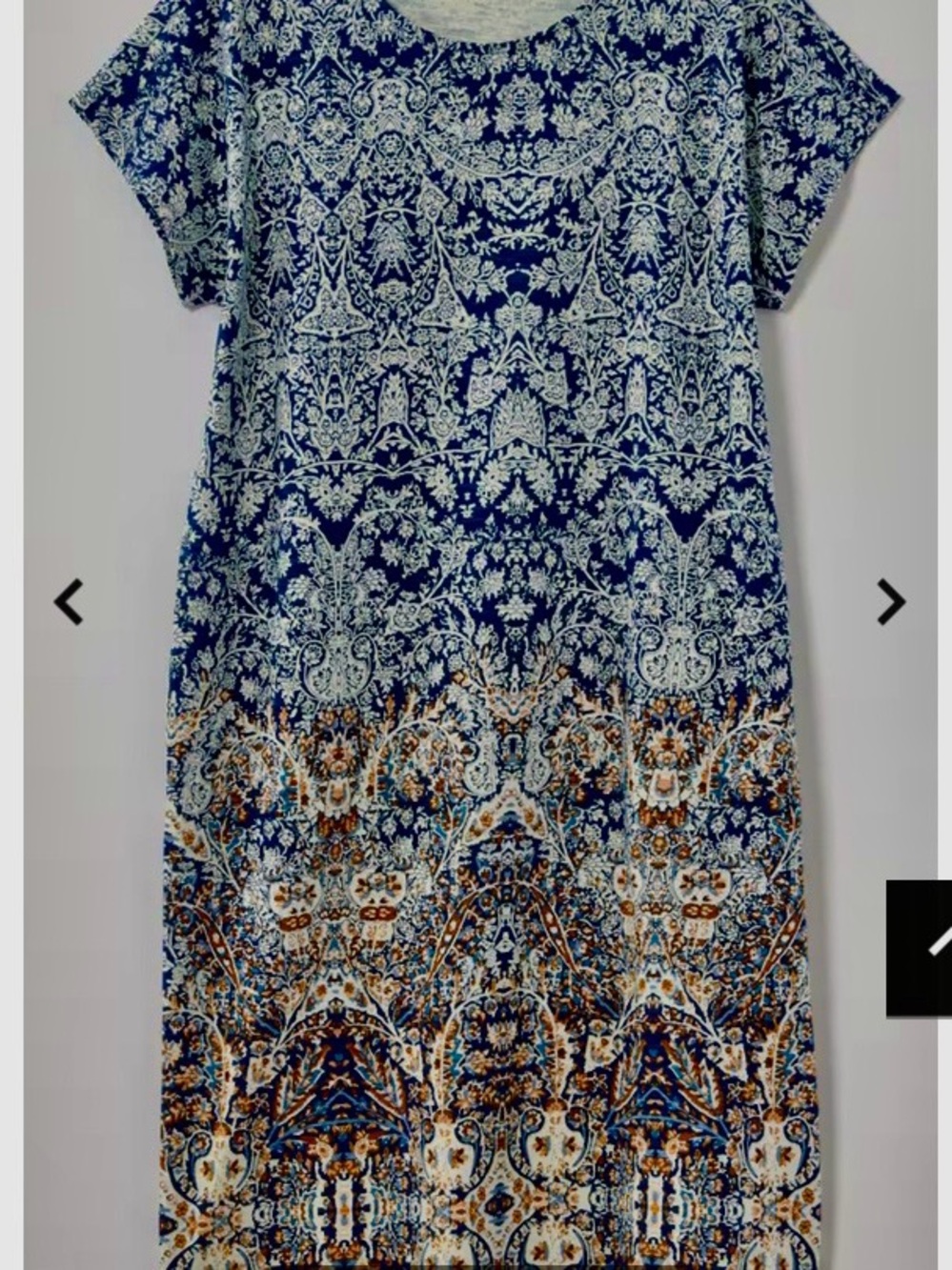 J. Jill Navy, Cream and Brown Short-Sleeve Printed Dress